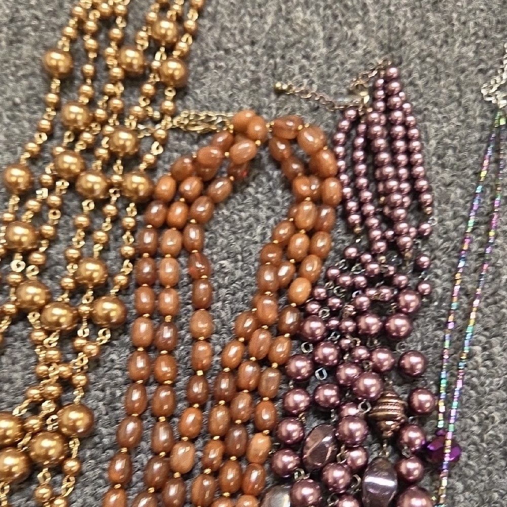 5 Unbranded Multi-Strand Beaded Necklace - Red and Brown Options - Picture 5 of 11